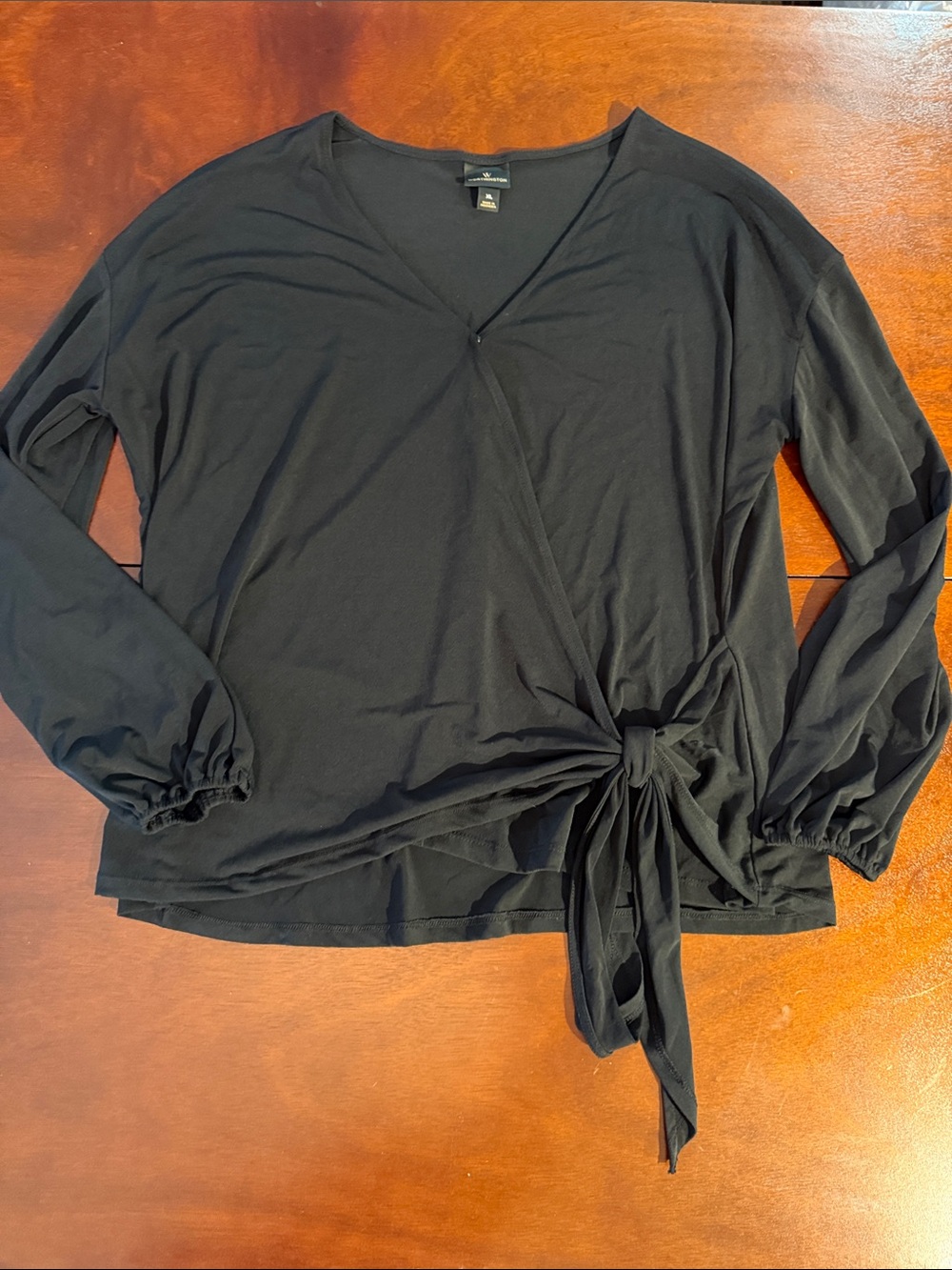 Worthington women’s Black Side Tie Wrap Top